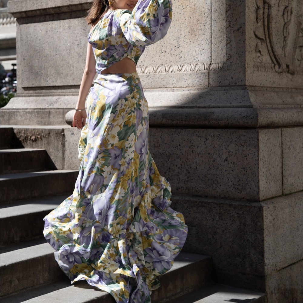 Asymmetrical Tropics Maxi Dress in Lavender & Multicolor from Bronx and Banco - Picture 4 of 16